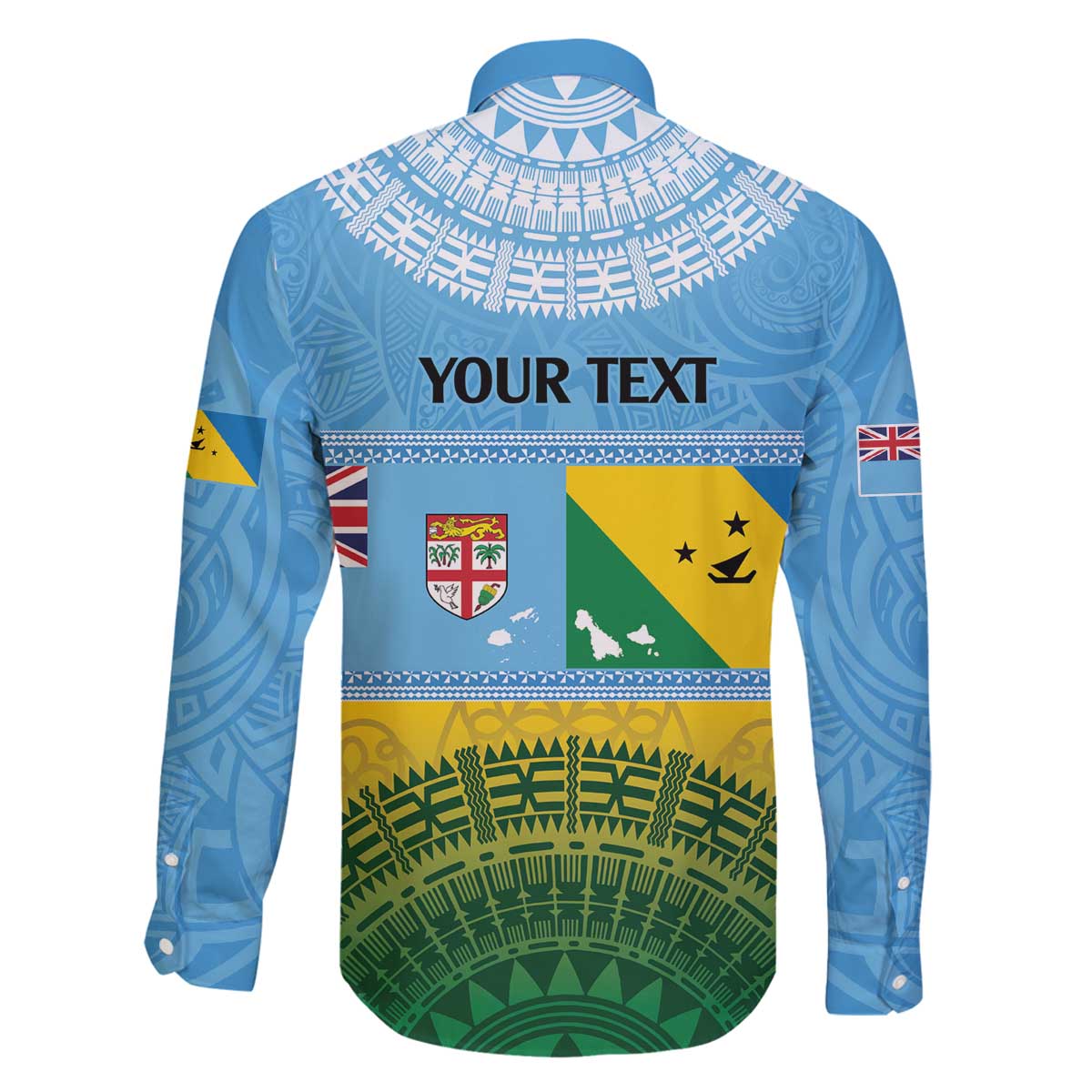 Personalised Malampa Fiji Day Family Matching Puletasi and Hawaiian Shirt 10 October Fijian Tapa Flag Style LT14 - Polynesian Pride