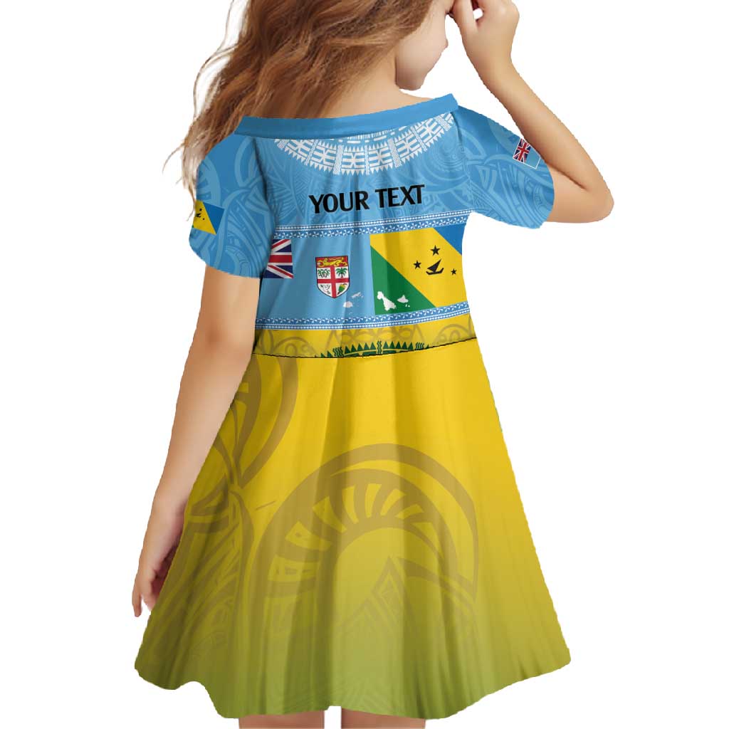 Personalised Malampa Fiji Day Family Matching Short Sleeve Bodycon Dress and Hawaiian Shirt 10 October Fijian Tapa Flag Style LT14 - Polynesian Pride