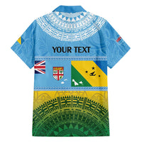 Personalised Malampa Fiji Day Family Matching Short Sleeve Bodycon Dress and Hawaiian Shirt 10 October Fijian Tapa Flag Style LT14 - Polynesian Pride