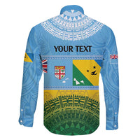 Personalised Malampa Fiji Day Family Matching Short Sleeve Bodycon Dress and Hawaiian Shirt 10 October Fijian Tapa Flag Style LT14 - Polynesian Pride