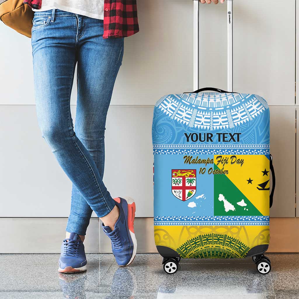 Personalised Malampa Fiji Day Luggage Cover 10 October Fijian Tapa Flag Style LT14 - Polynesian Pride