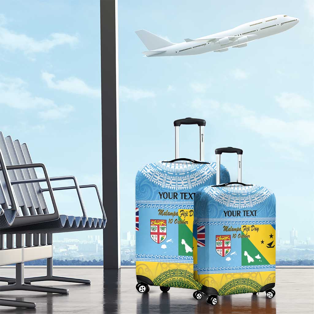 Personalised Malampa Fiji Day Luggage Cover 10 October Fijian Tapa Flag Style LT14 - Polynesian Pride