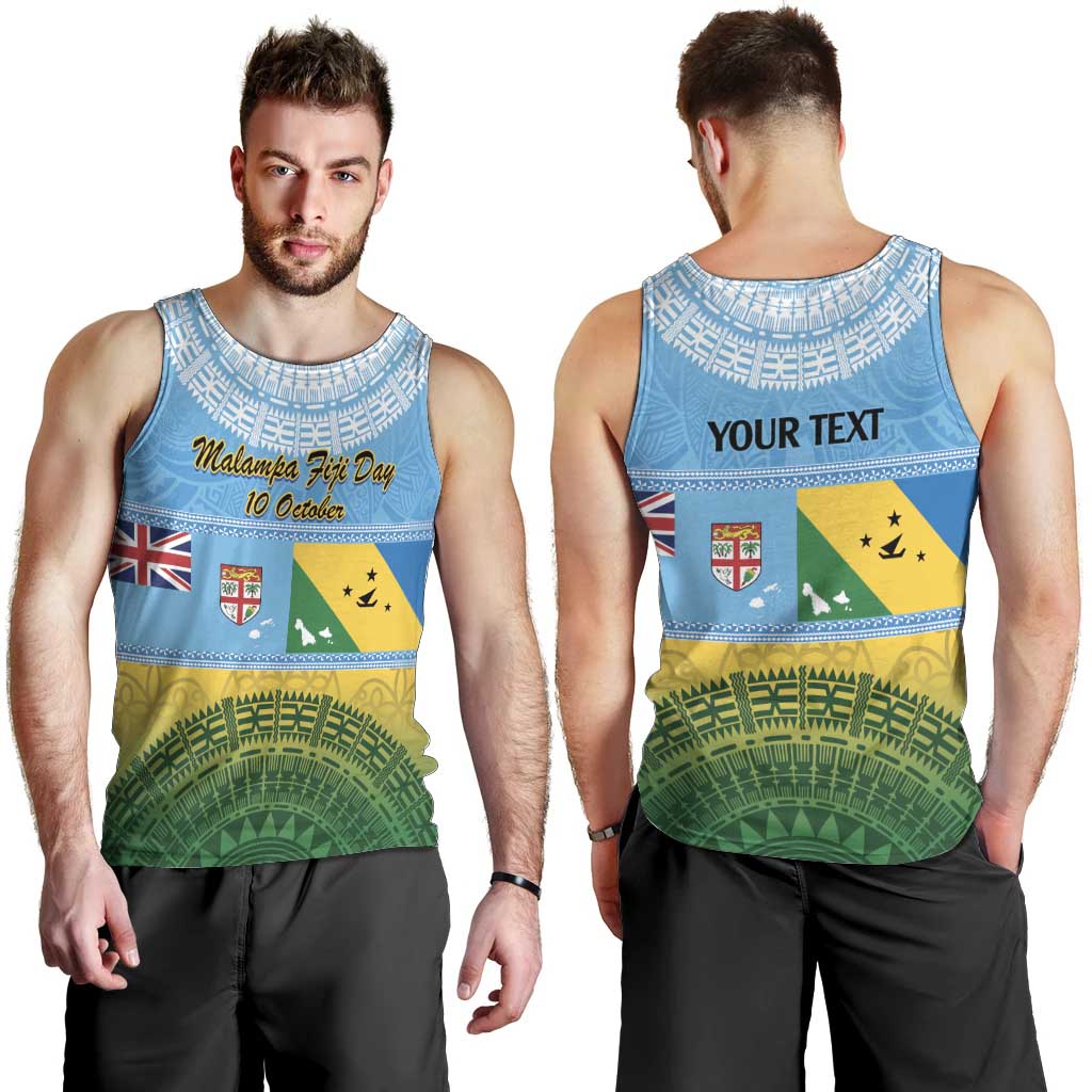 Personalised Malampa Fiji Day Men Tank Top 10 October Fijian Tapa Flag Style