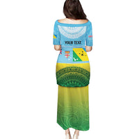 Personalised Malampa Fiji Day Puletasi 10 October Fijian Tapa Flag Style