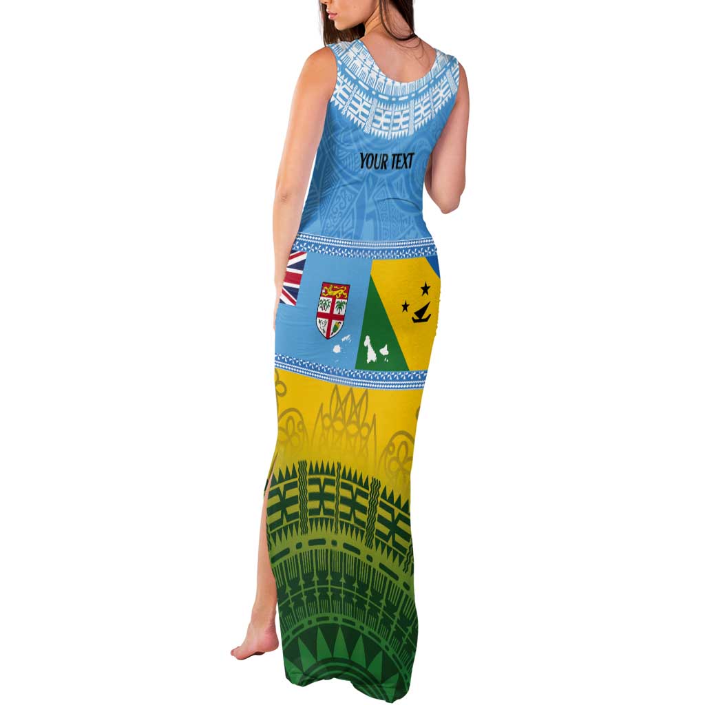 Personalised Malampa Fiji Day Tank Maxi Dress 10 October Fijian Tapa Flag Style