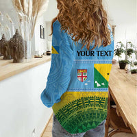 Personalised Malampa Fiji Day Women Casual Shirt 10 October Fijian Tapa Flag Style LT14 - Polynesian Pride