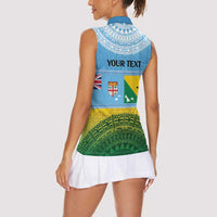 Personalised Malampa Fiji Day Women Sleeveless Polo Shirt 10 October Fijian Tapa Flag Style LT14 - Polynesian Pride