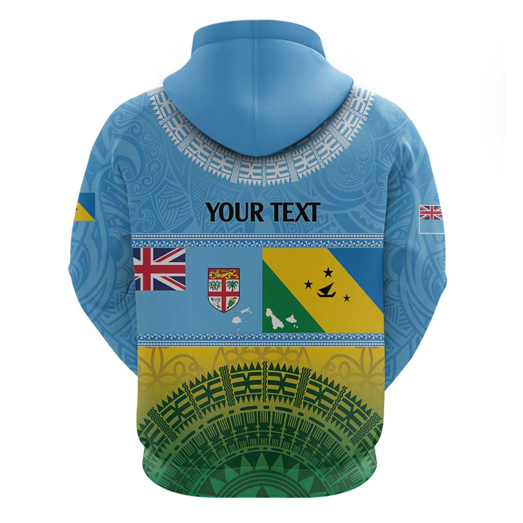 Personalised Malampa Fiji Day Zip Hoodie 10 October Fijian Tapa Flag Style LT14 - Polynesian Pride