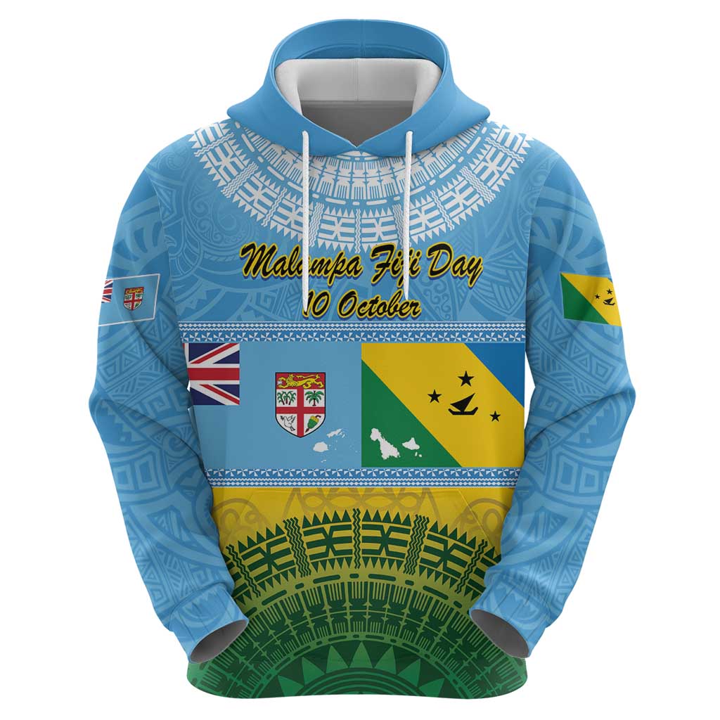 Personalised Malampa Fiji Day Zip Hoodie 10 October Fijian Tapa Flag Style LT14 - Polynesian Pride