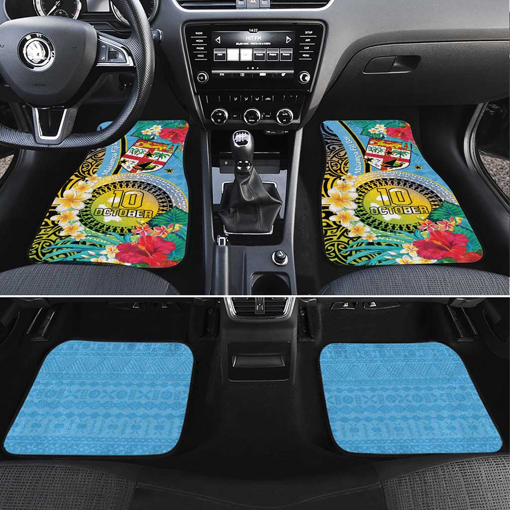 Vanuatu Malampa Fiji Day Car Mats Happy 10 October With Maps Tropical Flowers