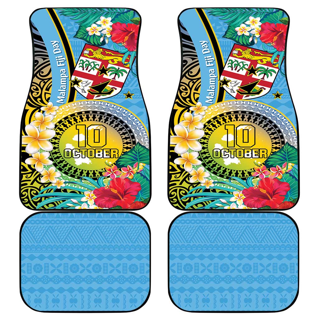 Vanuatu Malampa Fiji Day Car Mats Happy 10 October With Maps Tropical Flowers LT14 - Polynesian Pride
