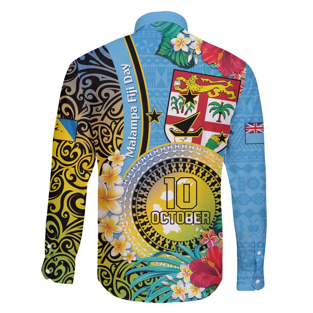 Vanuatu Malampa Fiji Day Family Matching Short Sleeve Bodycon Dress and Hawaiian Shirt Happy 10 October With Maps Tropical Flowers LT14 - Polynesian Pride