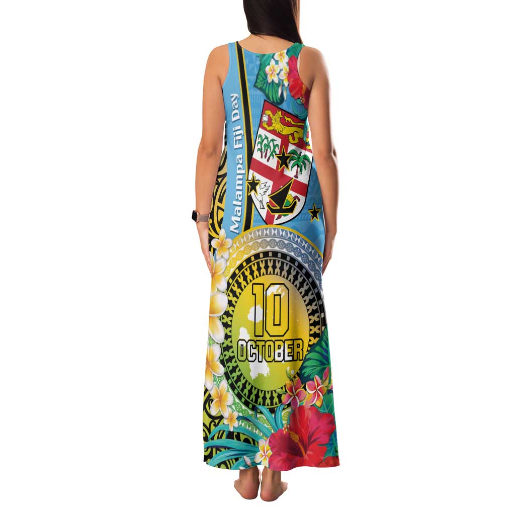 Vanuatu Malampa Fiji Day Family Matching Tank Maxi Dress and Hawaiian Shirt Happy 10 October With Maps Tropical Flowers