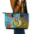 Vanuatu Malampa Fiji Day Leather Tote Bag Happy 10 October With Maps Tropical Flowers