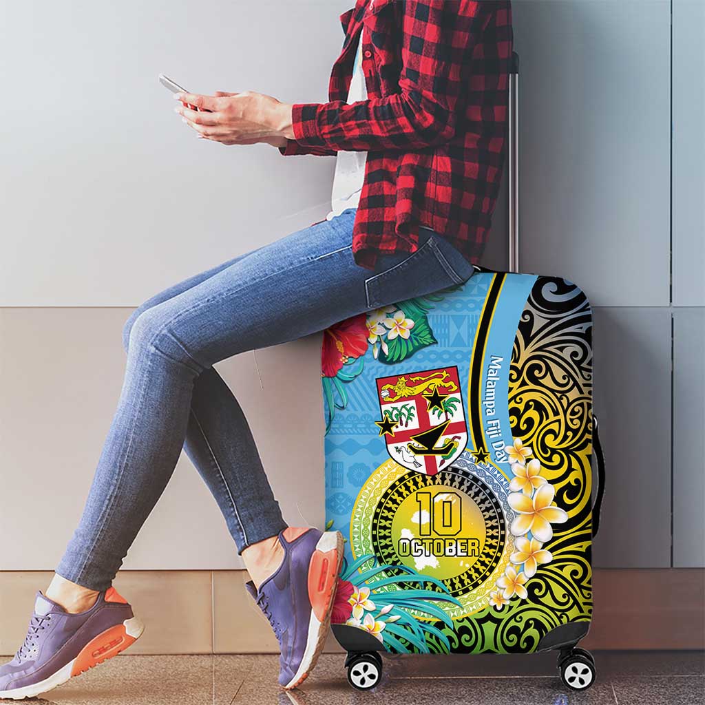Vanuatu Malampa Fiji Day Luggage Cover Happy 10 October With Maps Tropical Flowers