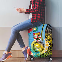 Vanuatu Malampa Fiji Day Luggage Cover Happy 10 October With Maps Tropical Flowers