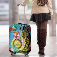 Vanuatu Malampa Fiji Day Luggage Cover Happy 10 October With Maps Tropical Flowers