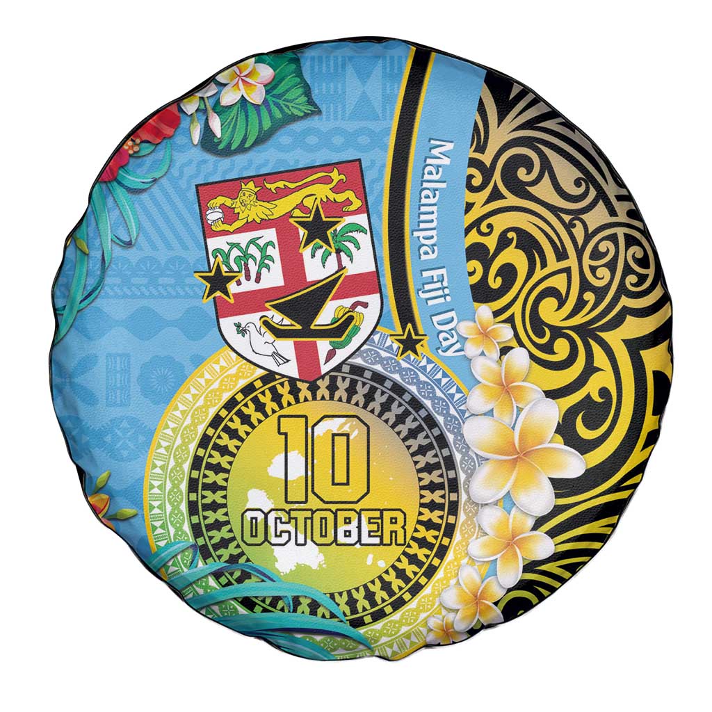Vanuatu Malampa Fiji Day Spare Tire Cover Happy 10 October With Maps Tropical Flowers
