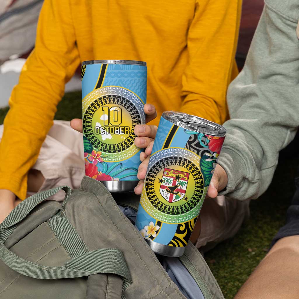 Vanuatu Malampa Fiji Day Tumbler Cup Happy 10 October With Maps Tropical Flowers