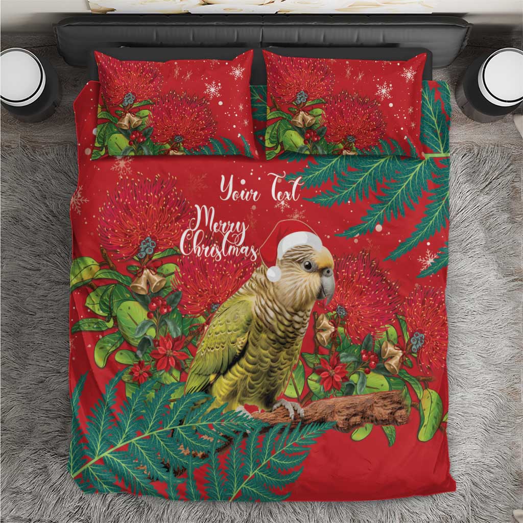 Personalised New Zealand Kakapo Christmas Bedding Set Meri Kirihimete Silver Fern Mix Pohutukawa