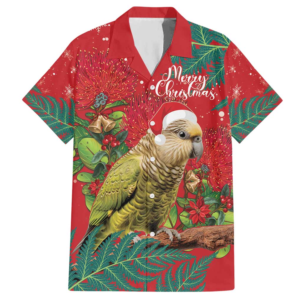 Personalised New Zealand Kakapo Christmas Hawaiian Shirt Meri Kirihimete Silver Fern Mix Pohutukawa