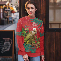 Personalised New Zealand Kakapo Christmas Ugly Christmas Sweater Meri Kirihimete Silver Fern Mix Pohutukawa