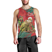 Personalised New Zealand Kakapo Christmas Men Tank Top Meri Kirihimete Silver Fern Mix Pohutukawa