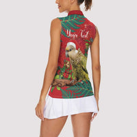 Personalised New Zealand Kakapo Christmas Women Sleeveless Polo Shirt Meri Kirihimete Silver Fern Mix Pohutukawa LT14 - Polynesian Pride