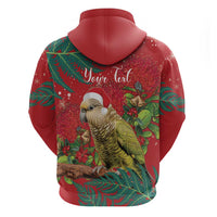 Personalised New Zealand Kakapo Christmas Zip Hoodie Meri Kirihimete Silver Fern Mix Pohutukawa LT14 - Polynesian Pride