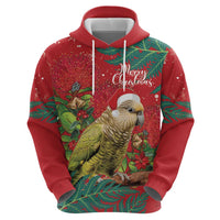 Personalised New Zealand Kakapo Christmas Zip Hoodie Meri Kirihimete Silver Fern Mix Pohutukawa LT14 - Polynesian Pride