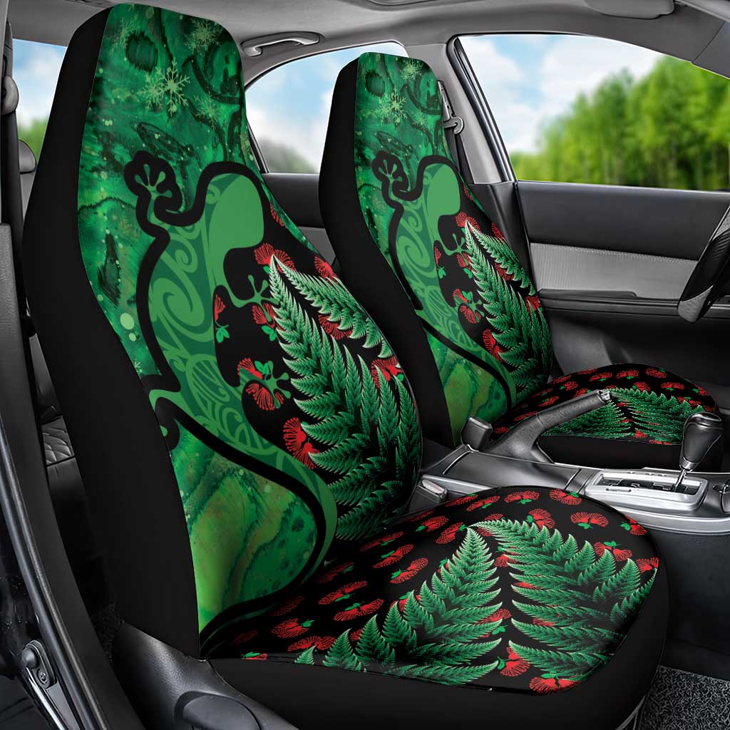 New Zealand Gecko Christmas Car Seat Cover Meri Kirihimete Paua Shell Mix Pohutukawa