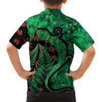 New Zealand Gecko Christmas Family Matching Off Shoulder Short Dress and Hawaiian Shirt Meri Kirihimete Paua Shell Mix Pohutukawa