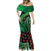 New Zealand Gecko Christmas Mermaid Dress Meri Kirihimete Paua Shell Mix Pohutukawa LT14 - Polynesian Pride