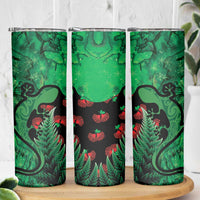 New Zealand Gecko Christmas Skinny Tumbler Meri Kirihimete Paua Shell Mix Pohutukawa