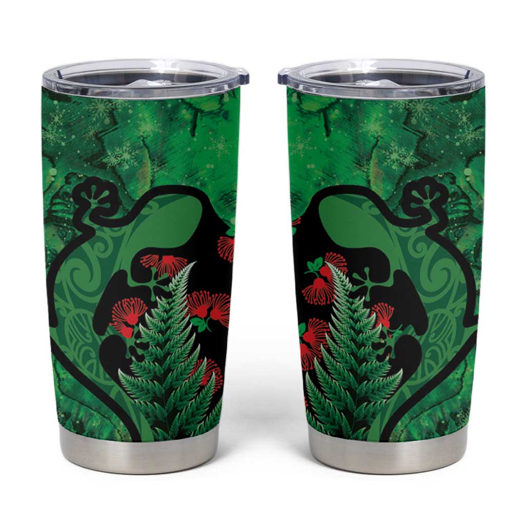 New Zealand Gecko Christmas Tumbler Cup Meri Kirihimete Paua Shell Mix Pohutukawa