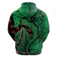 New Zealand Gecko Christmas Zip Hoodie Meri Kirihimete Paua Shell Mix Pohutukawa LT14 - Polynesian Pride