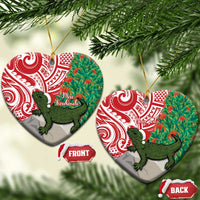 Personalised New Zealand Tuatara Christmas Ceramic Ornament Meri Kirihimete Aotearoa Maori Mix Pohutukawa
