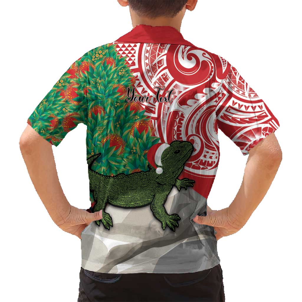 Personalised New Zealand Tuatara Christmas Family Matching Long Sleeve Bodycon Dress and Hawaiian Shirt Meri Kirihimete Aotearoa Maori Mix Pohutukawa LT14 - Polynesian Pride