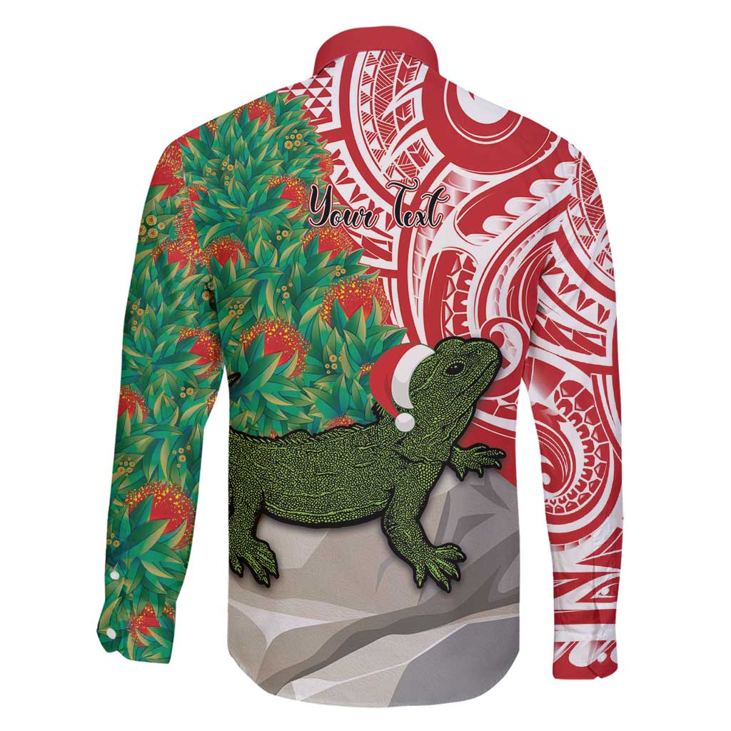 Personalised New Zealand Tuatara Christmas Family Matching Long Sleeve Bodycon Dress and Hawaiian Shirt Meri Kirihimete Aotearoa Maori Mix Pohutukawa LT14 - Polynesian Pride