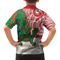 Personalised New Zealand Tuatara Christmas Family Matching Puletasi and Hawaiian Shirt Meri Kirihimete Aotearoa Maori Mix Pohutukawa LT14 - Polynesian Pride