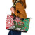 Personalised New Zealand Tuatara Christmas Leather Tote Bag Meri Kirihimete Aotearoa Maori Mix Pohutukawa