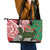 Personalised New Zealand Tuatara Christmas Leather Tote Bag Meri Kirihimete Aotearoa Maori Mix Pohutukawa