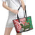 Personalised New Zealand Tuatara Christmas Leather Tote Bag Meri Kirihimete Aotearoa Maori Mix Pohutukawa