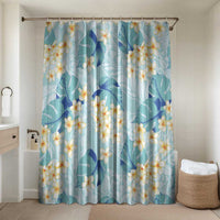 Pastel Cyan Tropical Hawaii Bathroom Set Seamless Monstera Plumeria Hawaiian Pattern - Polynesian Pride