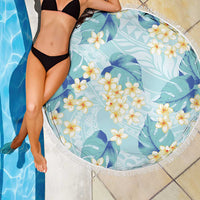 Pastel Cyan Tropical Hawaii Beach Blanket Seamless Monstera Plumeria Hawaiian Pattern - Polynesian Pride