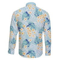 Pastel Cyan Tropical Hawaii Family Matching Mermaid Dress and Hawaiian Shirt Seamless Monstera Plumeria Hawaiian Pattern LT14 - Polynesian Pride