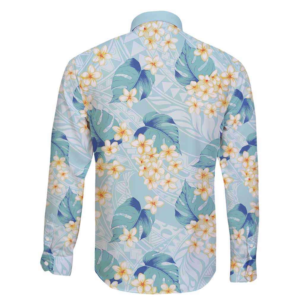 Pastel Cyan Tropical Hawaii Family Matching Puletasi and Hawaiian Shirt Seamless Monstera Plumeria Hawaiian Pattern LT14 - Polynesian Pride