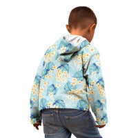 Pastel Cyan Tropical Hawaii Kid Hoodie Seamless Monstera Plumeria Hawaiian Pattern - Polynesian Pride