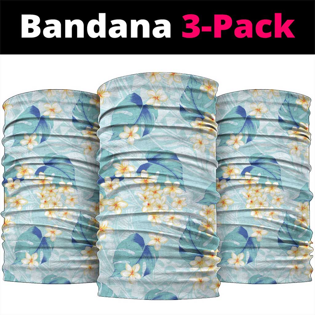 Pastel Cyan Tropical Hawaii Neck Gaiter Seamless Monstera Plumeria Hawaiian Pattern - Polynesian Pride