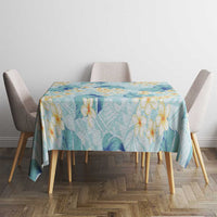 Pastel Cyan Tropical Hawaii Tablecloth Seamless Monstera Plumeria Hawaiian Pattern - Polynesian Pride